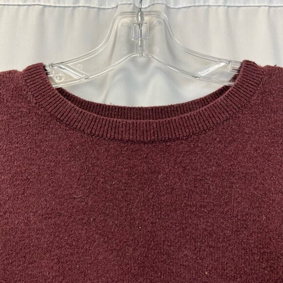 Loft Womens Ann Taylor Pullover Sweater Wine Long Sleeve Crew Neck Tight Knit S - Picture 3 of 10